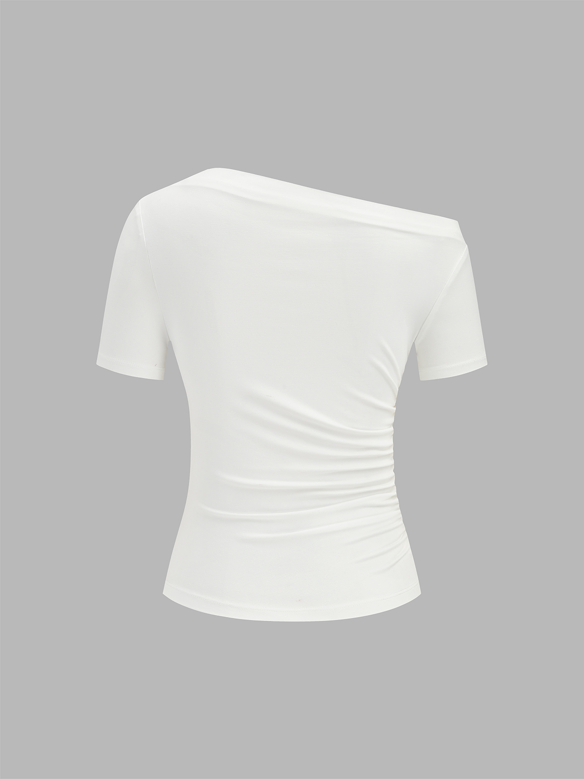 Ruched Off Shoulder Slim Short Sleeve Top for Women Casual Wear