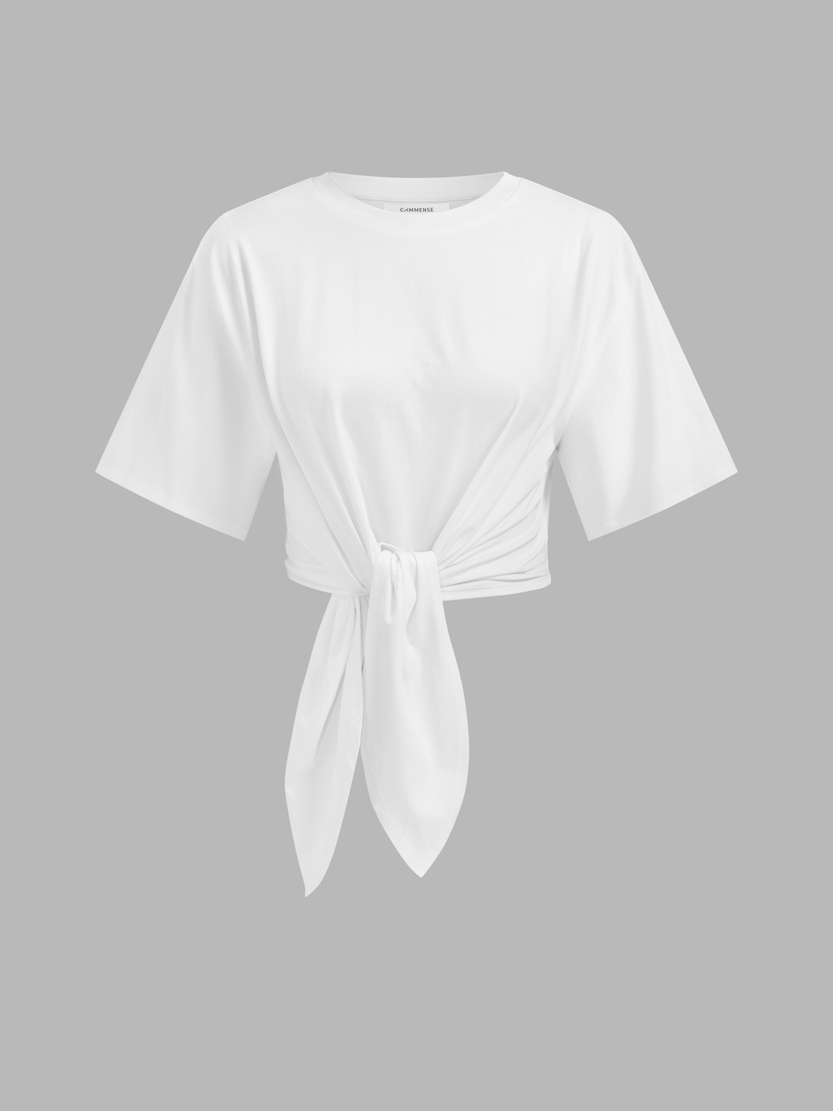 Cotton Knotted Short Sleeve Crop Top for Women Summer Casual