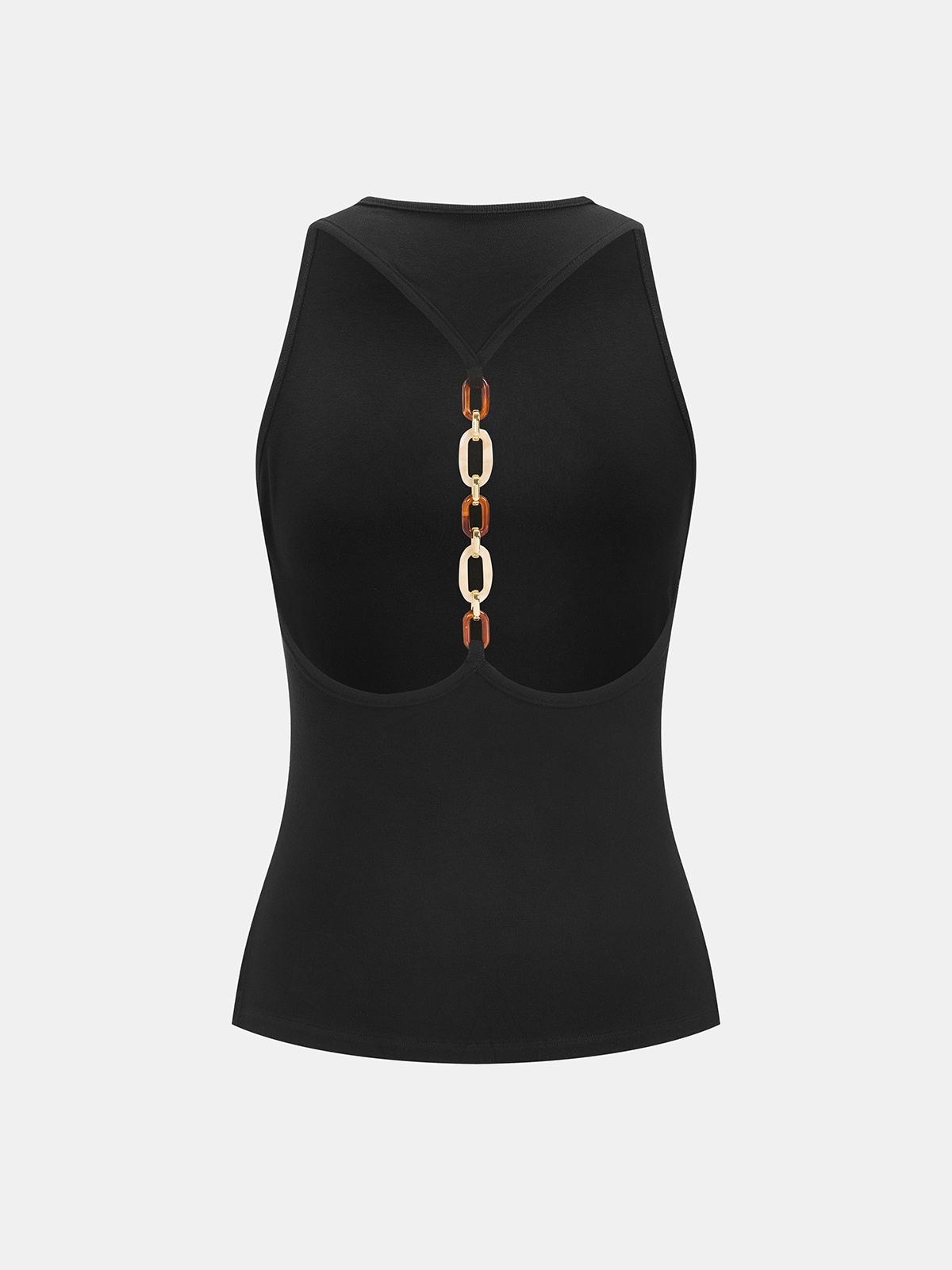 Chain Decor Backless Tank Top Versatile Summer Essential Women's Wear