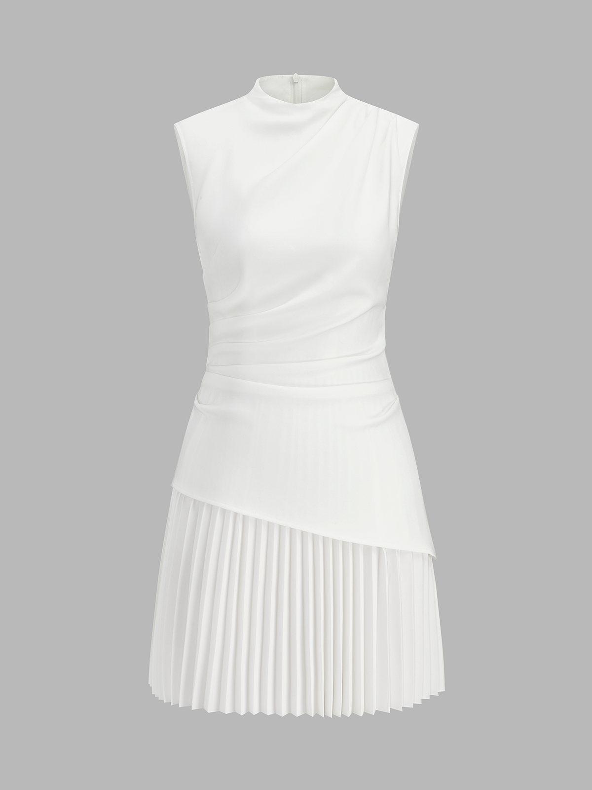 Sleeveless Asymmetrical Pleated Mini Dress for Women Summer Casual Fashion