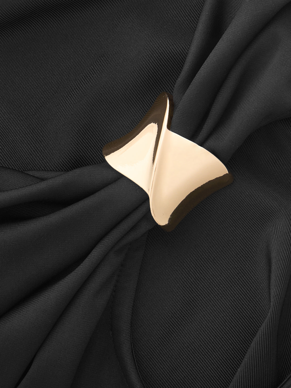 Metal Detail Satin Ruched Cowl Neck Tank Top with Adjustable Straps