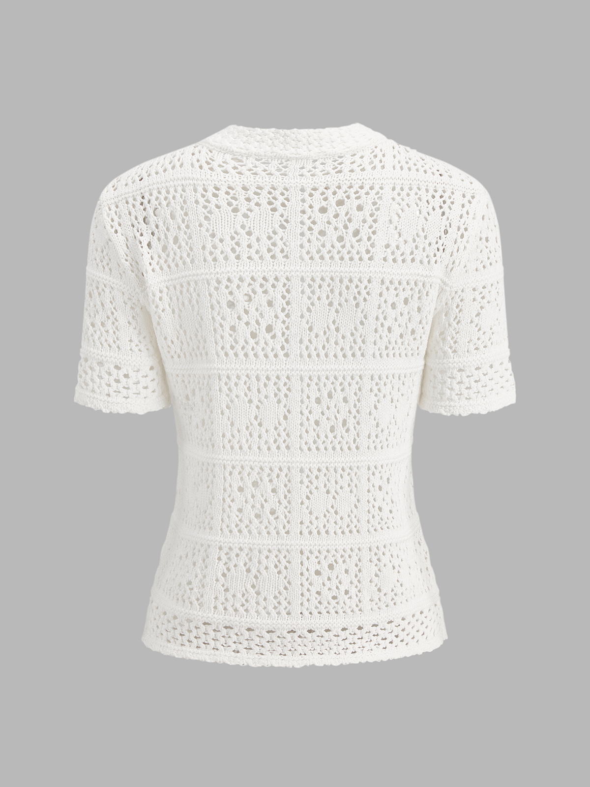 Frog Button Crochet Knit Short Sleeve Top for Women Casual Summer Wear