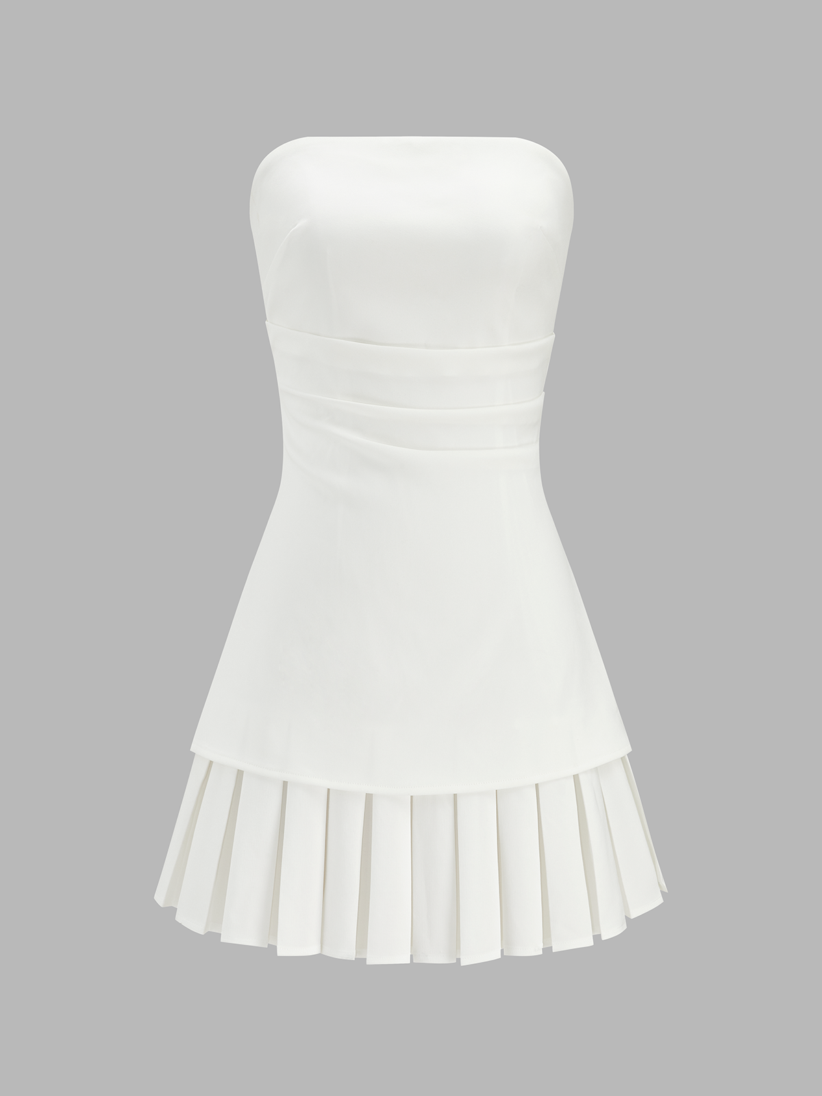 Strapless Anti-slip Pleated Mini Dress Summer Casual Wear