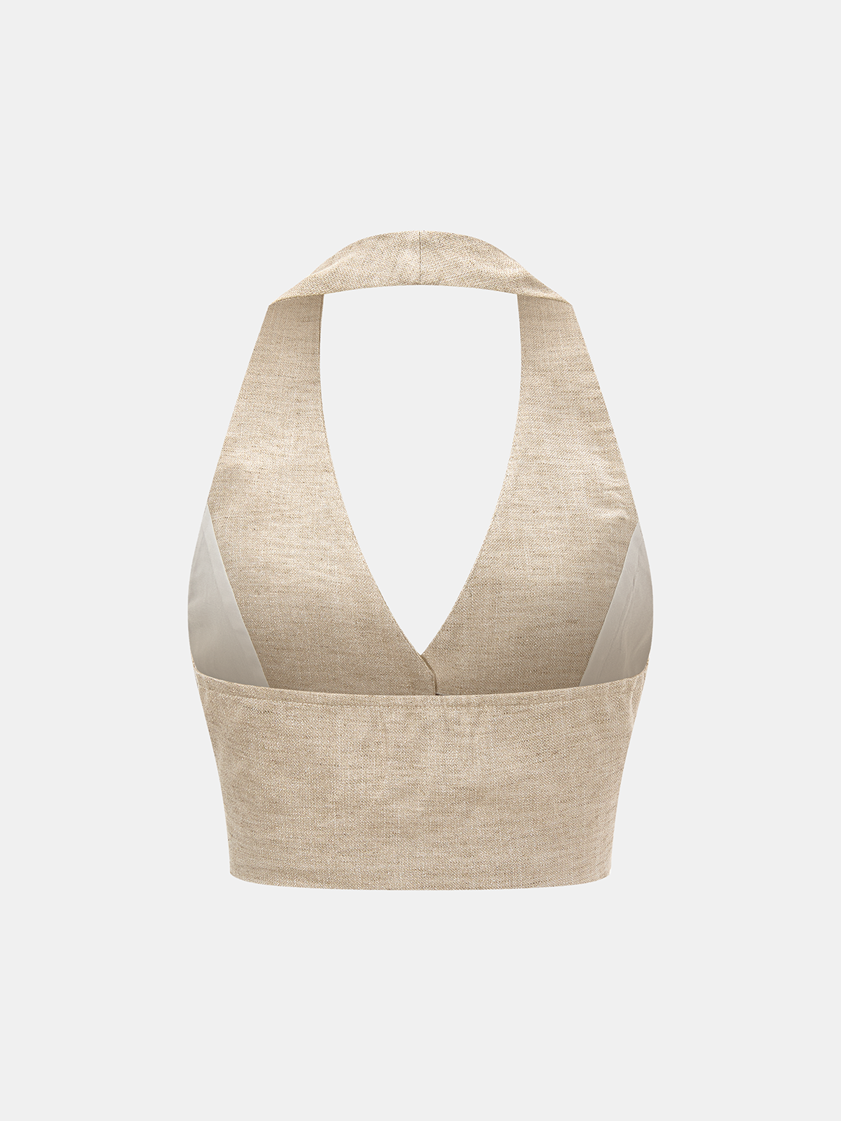 Linen Blend Halter Crop Top & Pants Set with Tie Detail