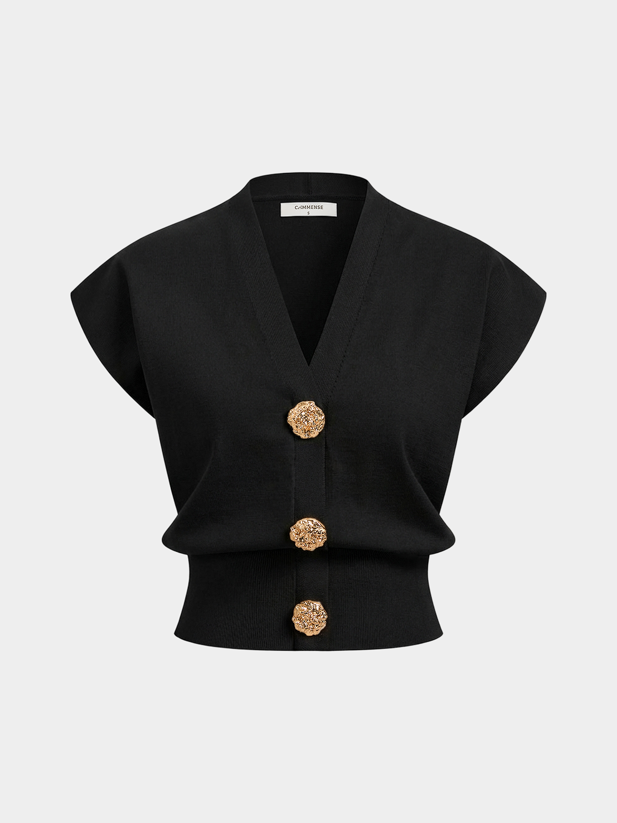 V-Neck Cap Sleeve Knit Top Casual Lightweight Summer Wear