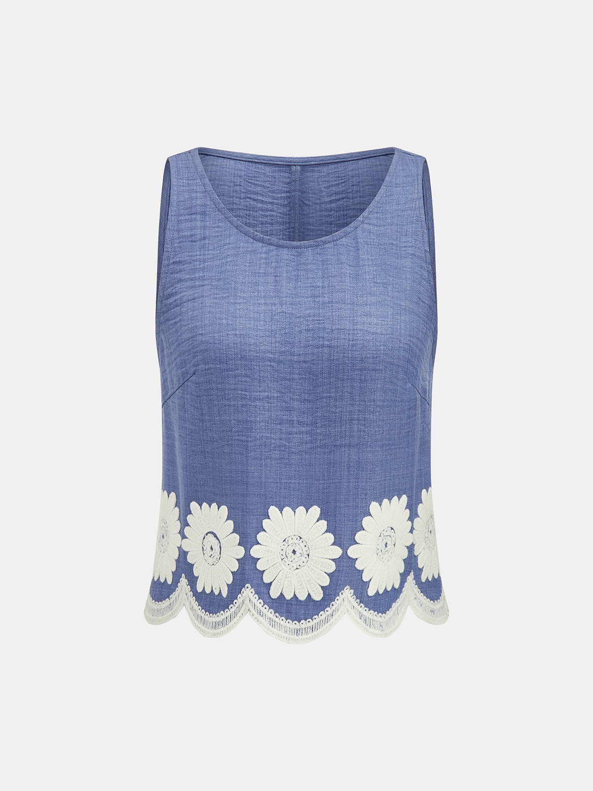 Daisy Embroidered Tank Top & Shorts Set - Women's Casual Summer Outfit