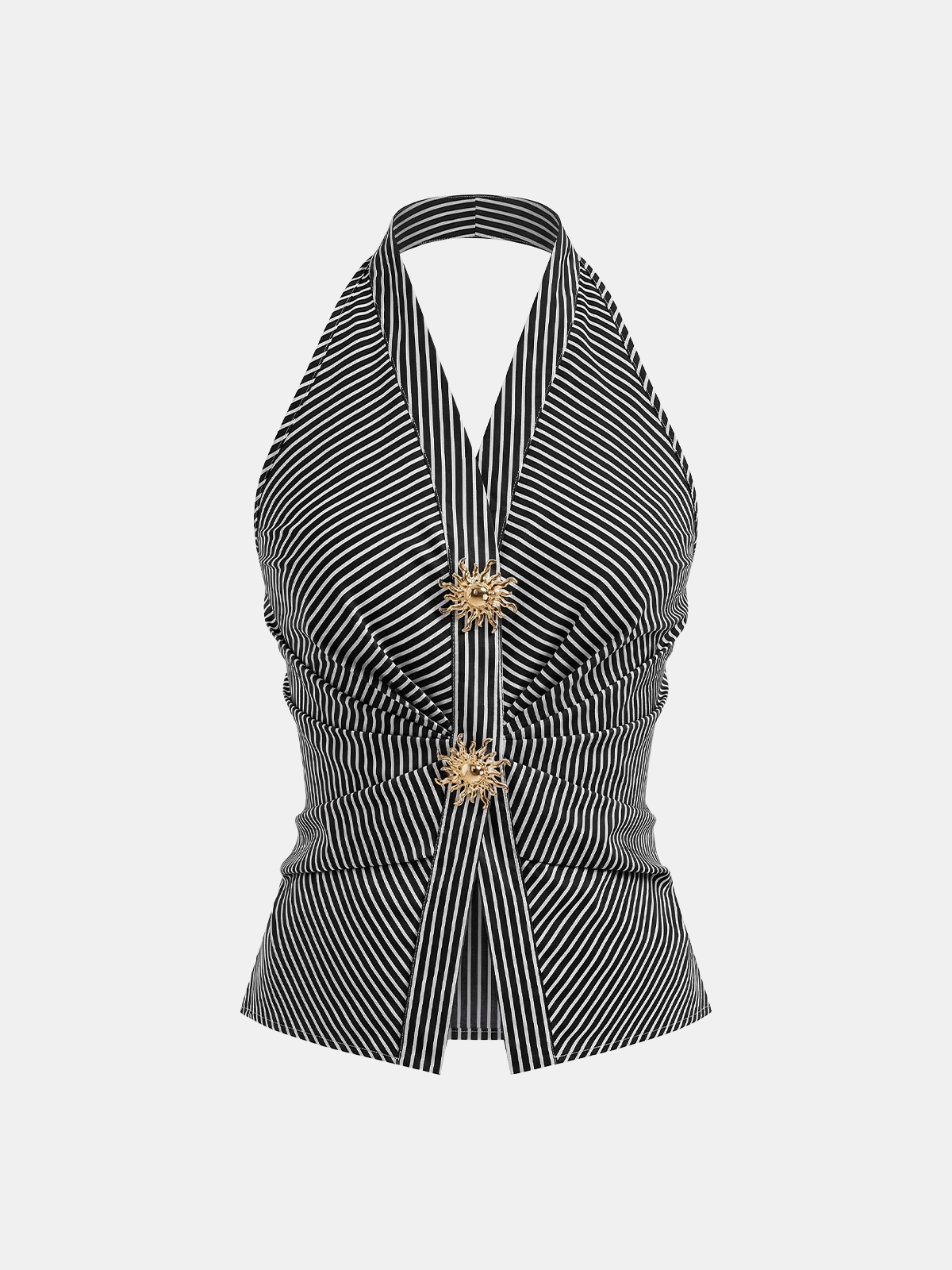 Cotton Blend Striped Halter Top for Women Casual Summer Wear