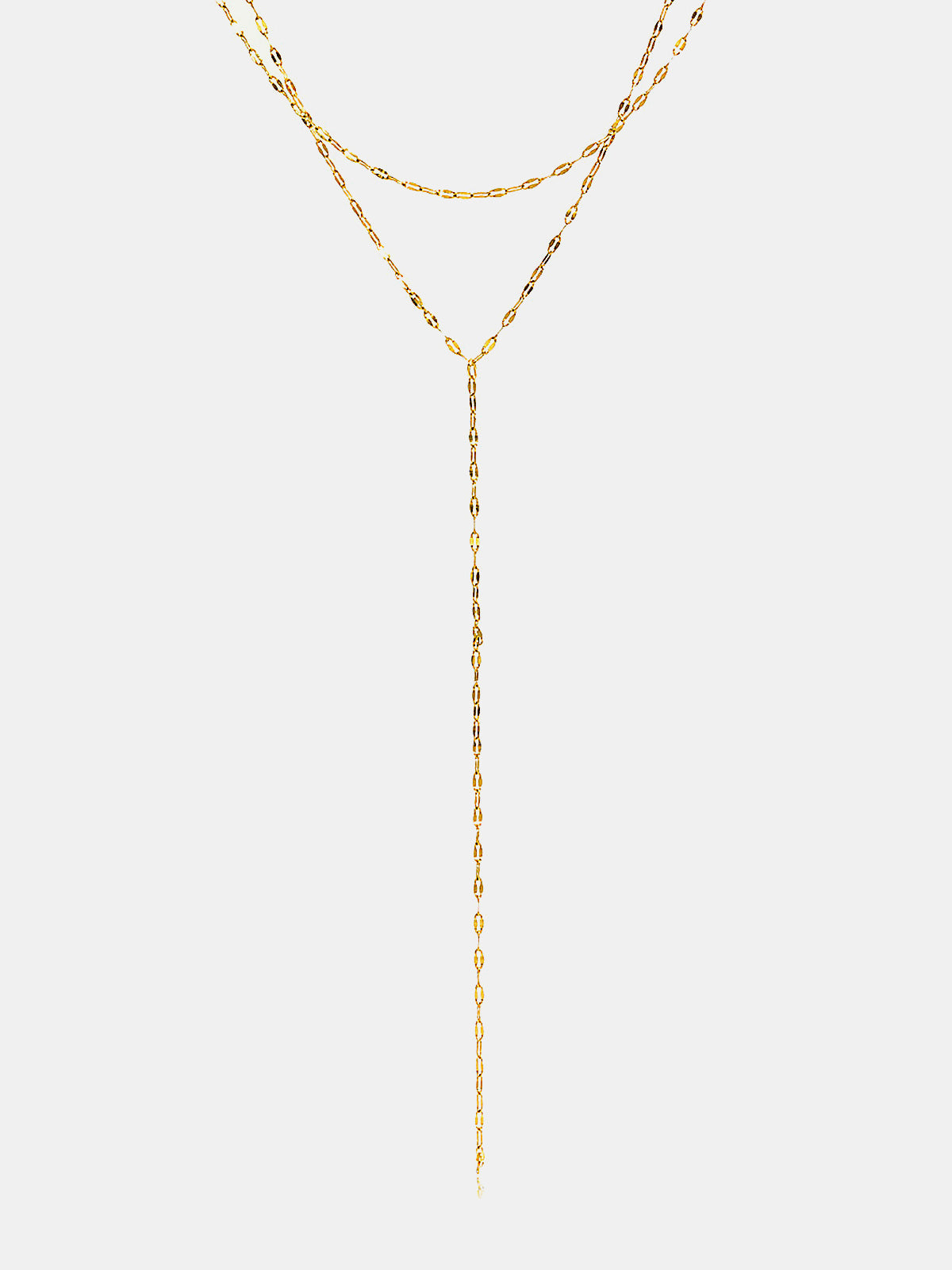 Double Layer Y-Drop Lariat Necklace Elegant Adjustable Chain Jewelry