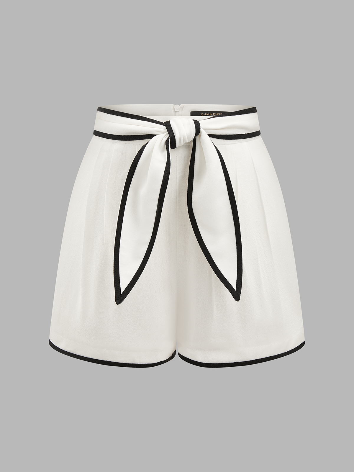 Contrast Trim Cotton Linen Tie-Waist Shorts Casual Summer Comfort Fit