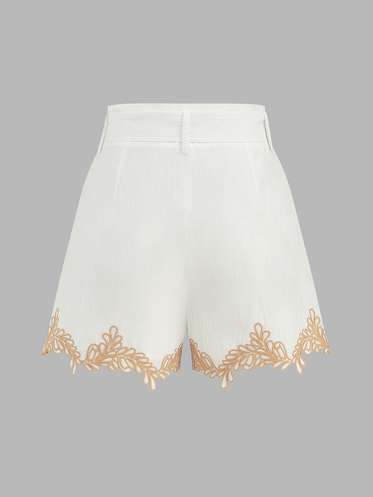 Cotton Embroidered Shirt & Belted Shorts Set For Summer Comfort