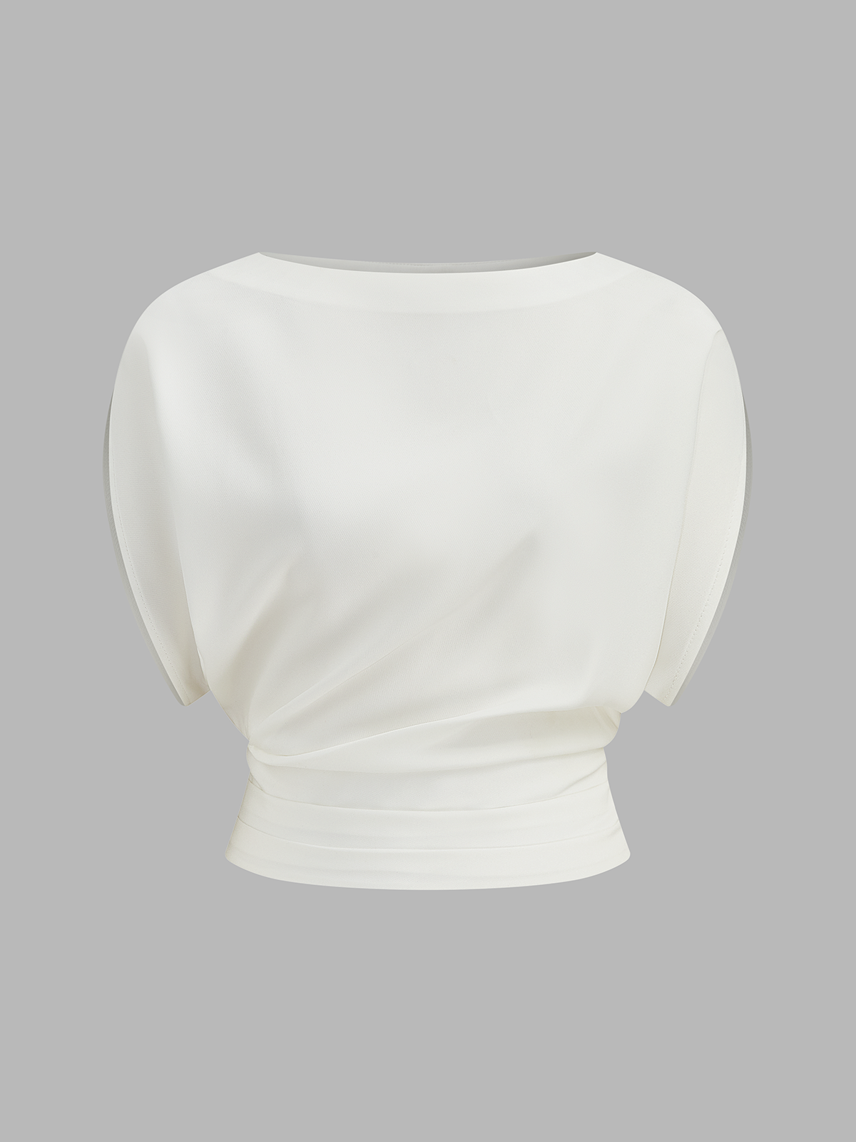 Ruched Cinched Waist Boat Neck Blouse for Women, Elegant Long Sleeve Top