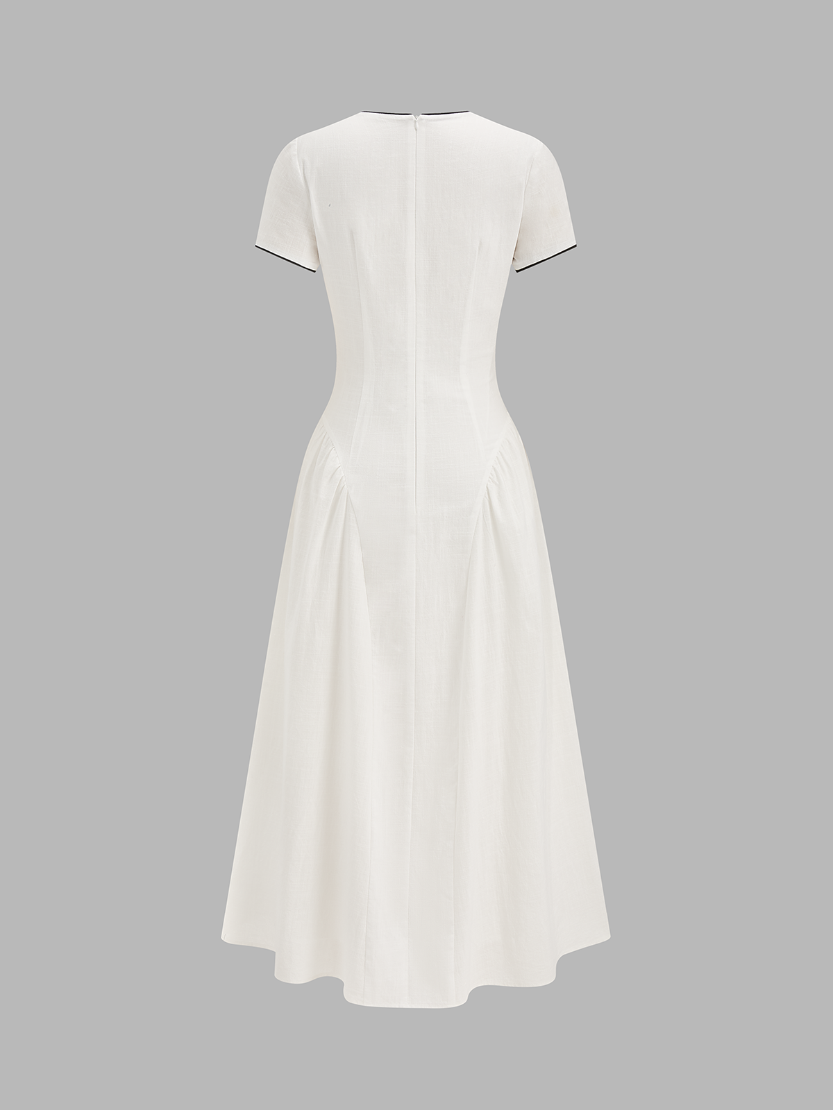 Bow Detail Cotton Cheongsam Midi Dress with Elegant Embroidery Detail