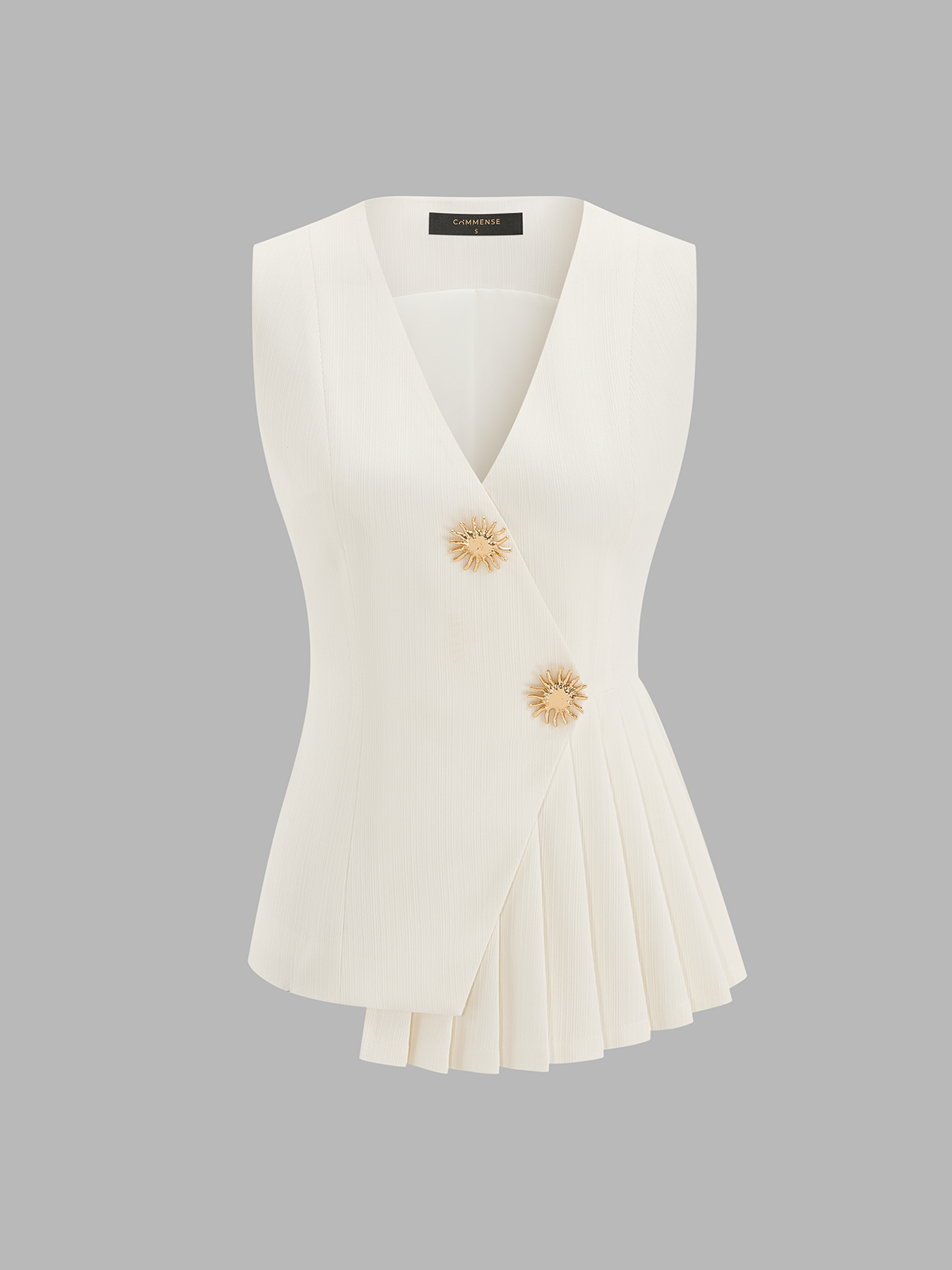 V-Neck Pleated Sleeveless Vest for Women Casual Summer Top