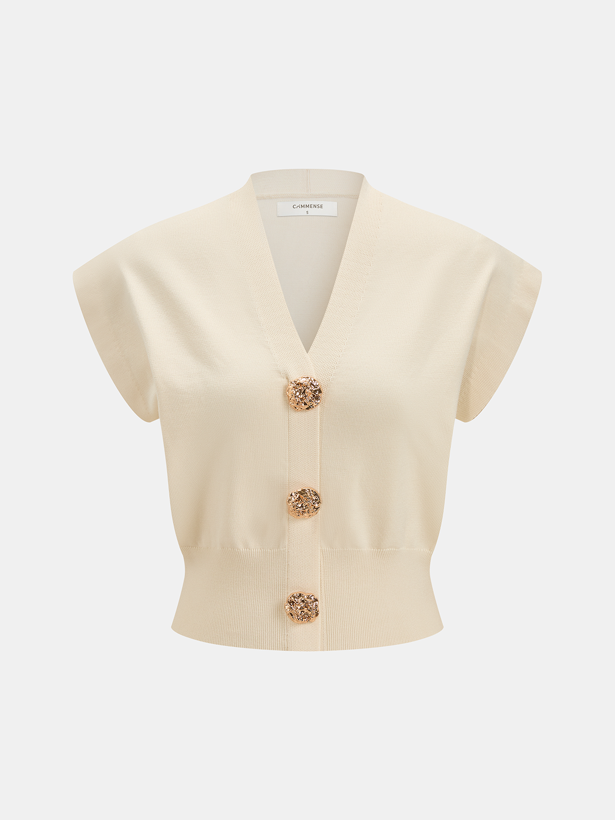 V-Neck Cap Sleeve Knit Top Casual Lightweight Summer Wear