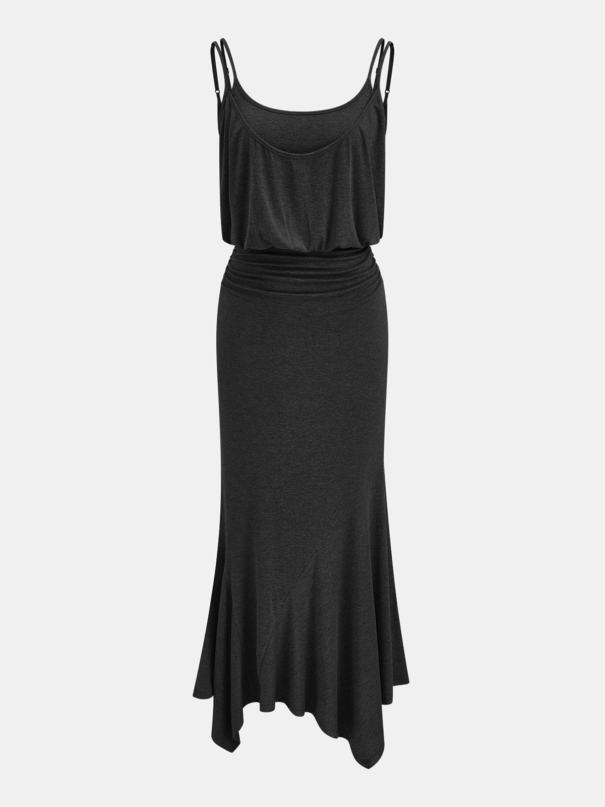 Ruched Asymmetric Cami Maxi Dress For Summer Events