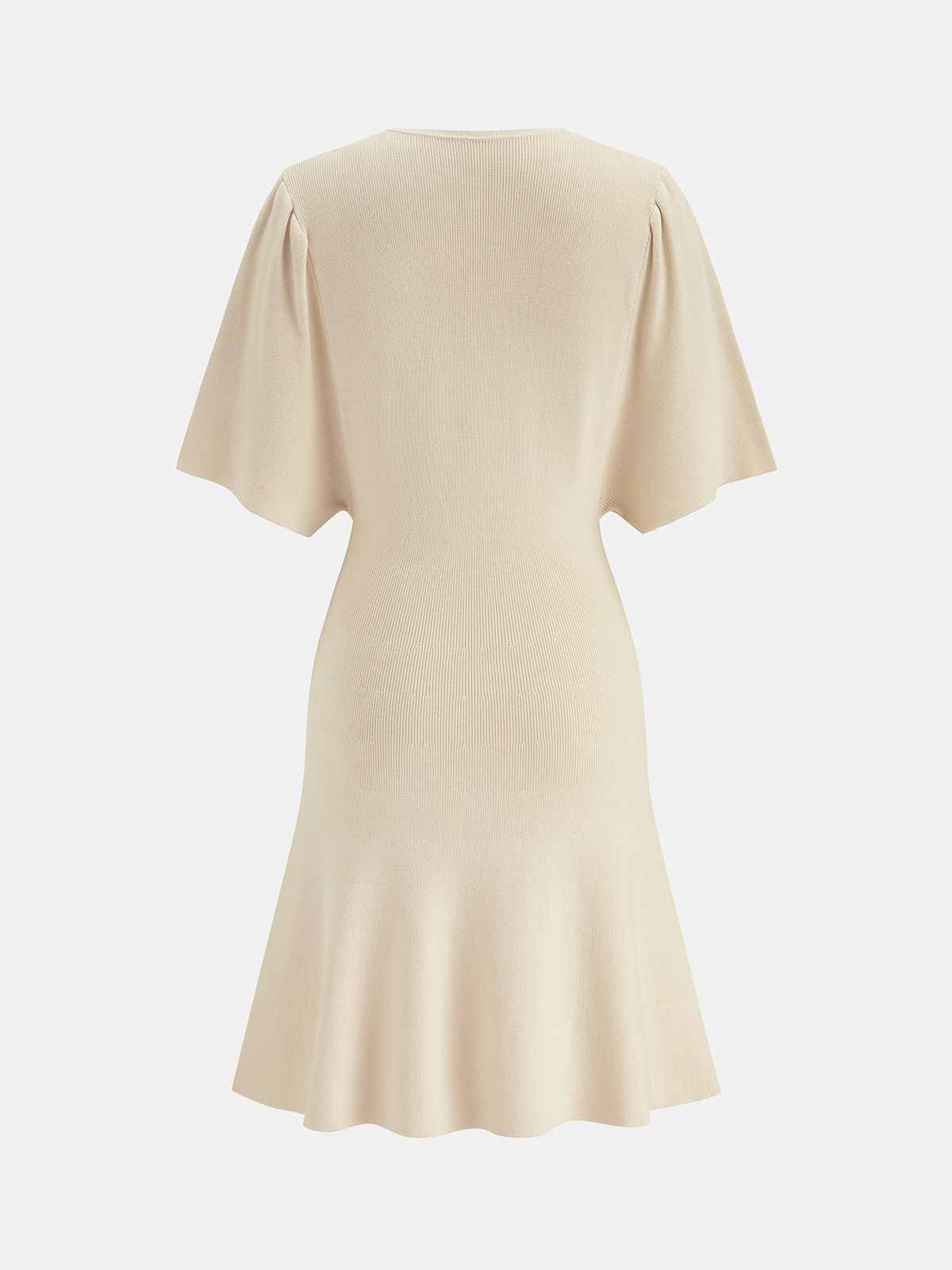 Keyhole Flared Sleeve Conch Detail Knit Dress for Women, Elegant Fall Fashion