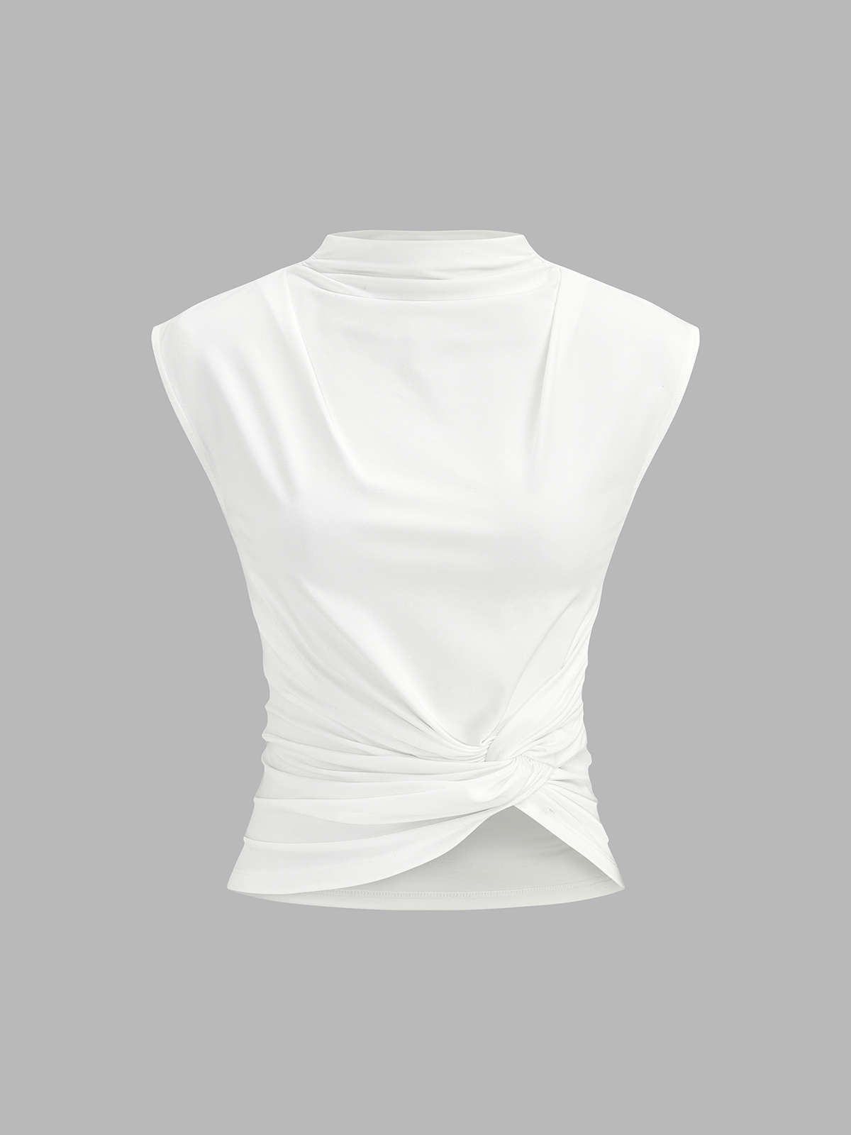 Twisted Ruched Mock Neck Sleeveless Top for Women Fashion Summer