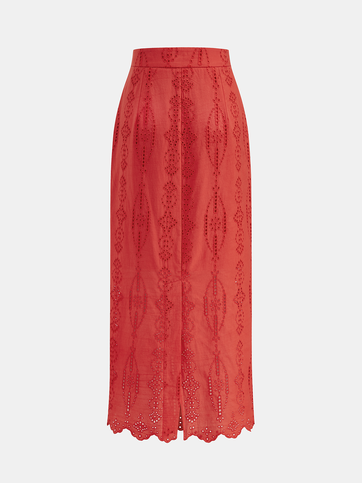 Cotton Eyelet Embroidery Top & Midi Skirt Set for Women Summer Fashion
