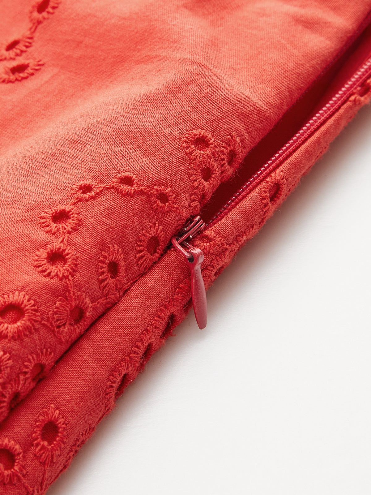 Cotton Eyelet Embroidery Top & Midi Skirt Set for Women Summer Fashion