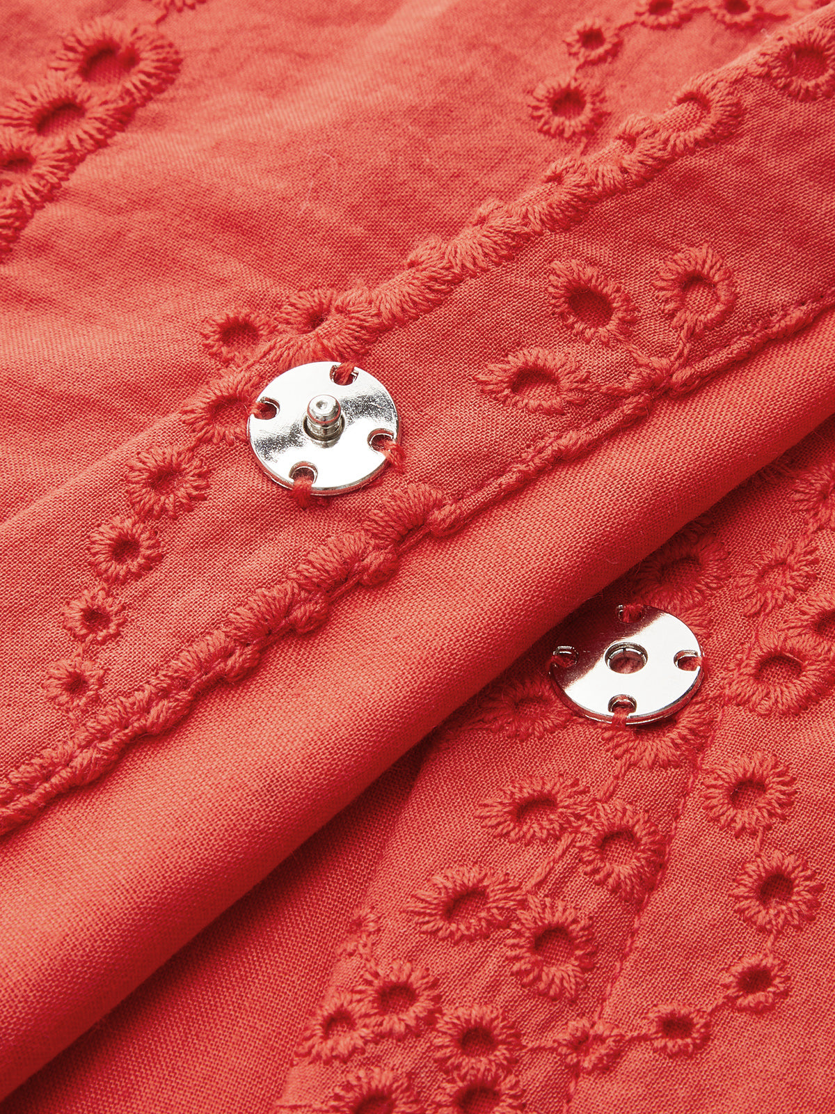Cotton Eyelet Embroidery Top & Midi Skirt Set for Women Summer Fashion