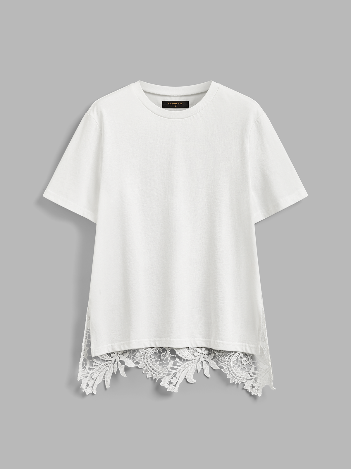 Lace-Back Cotton Short Sleeve Casual Women's Top for Summer