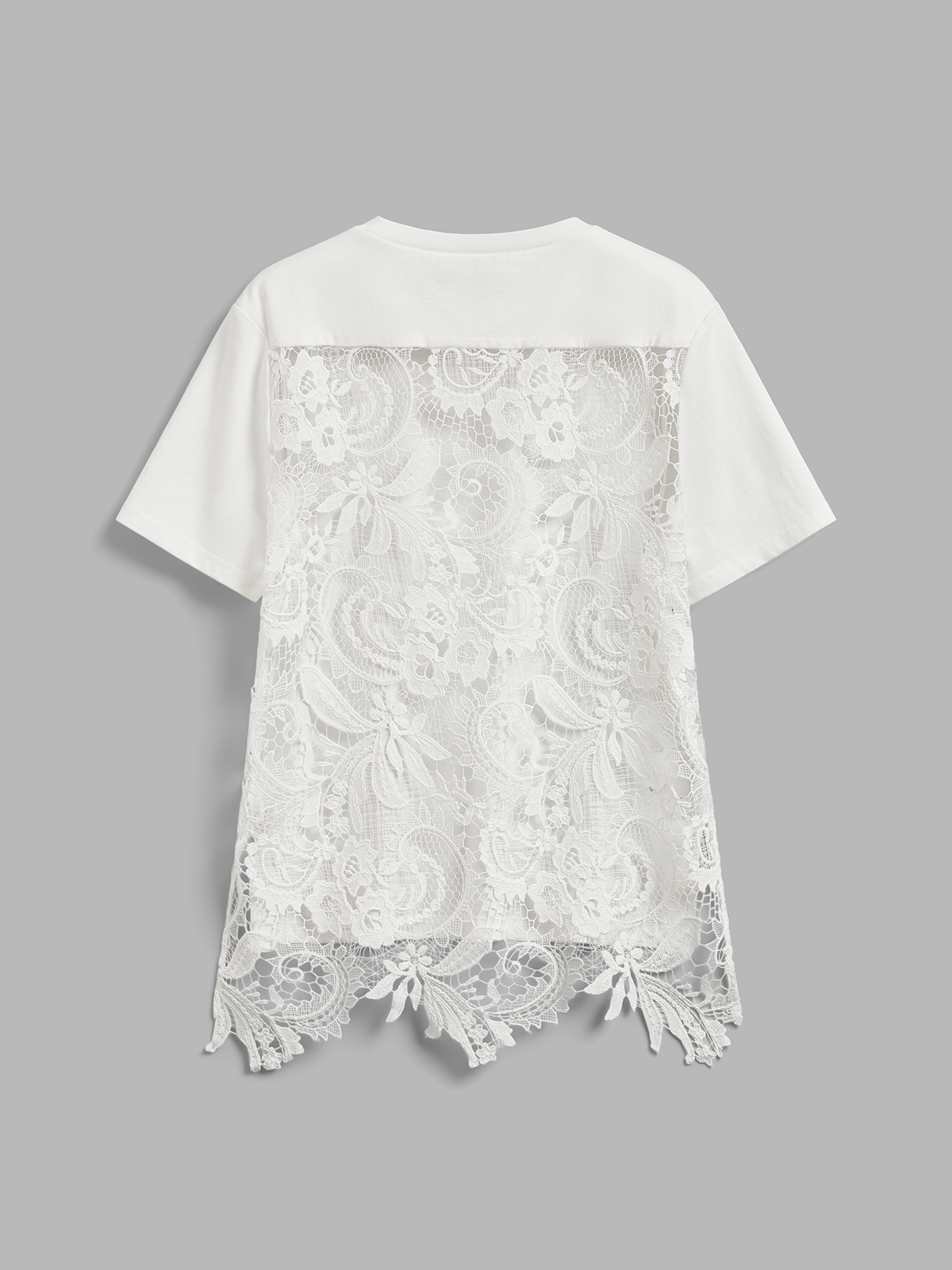 Lace-Back Cotton Short Sleeve Casual Women's Top for Summer