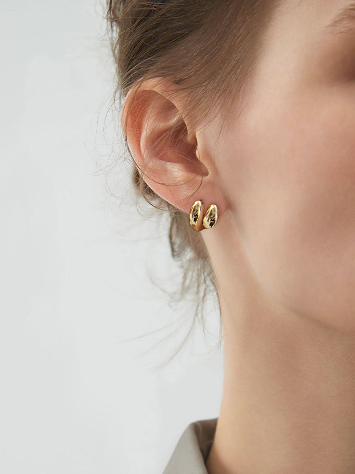 Minimalist Irregular Bean Stud Earrings for Trendy Women Fashion