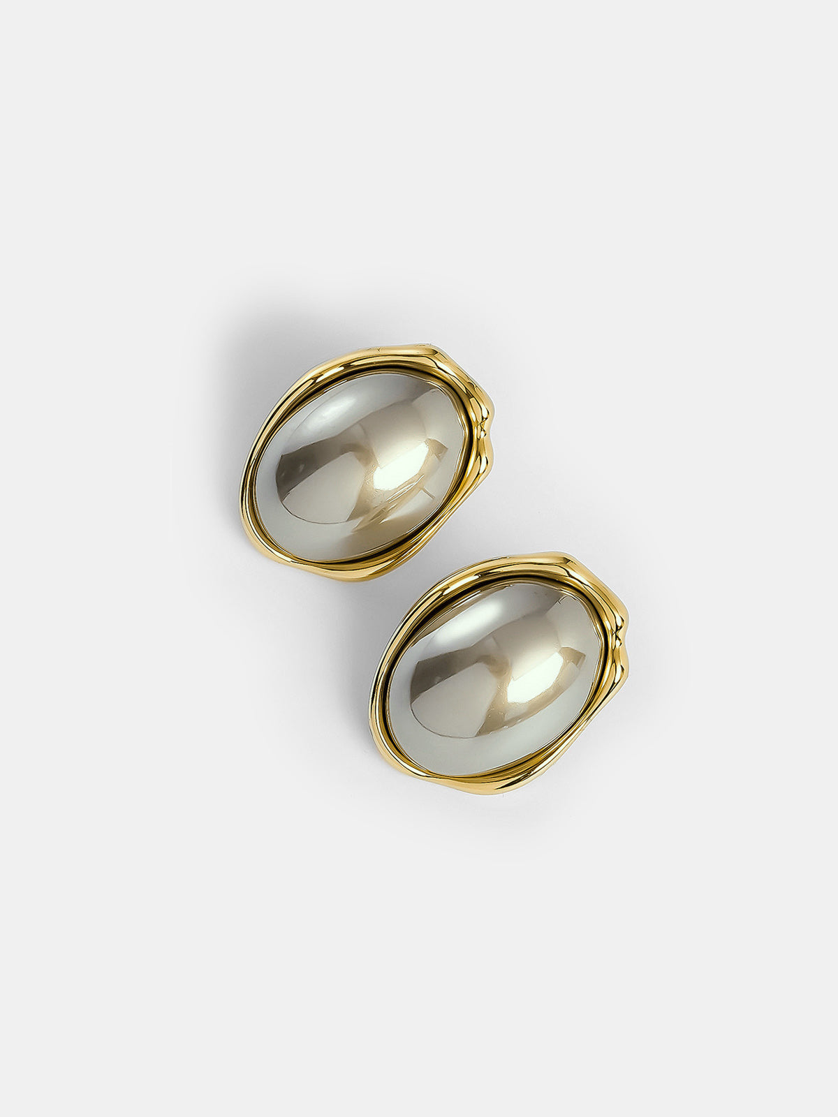 Irregular Frame Oval Stud Earrings Handcrafted Unique Design
