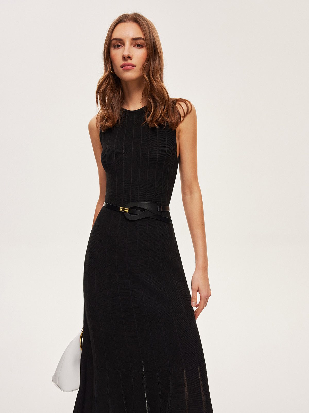 Semi-Sheer Mesh Flared Dress Without Belt - Elegant Party Evening Wear