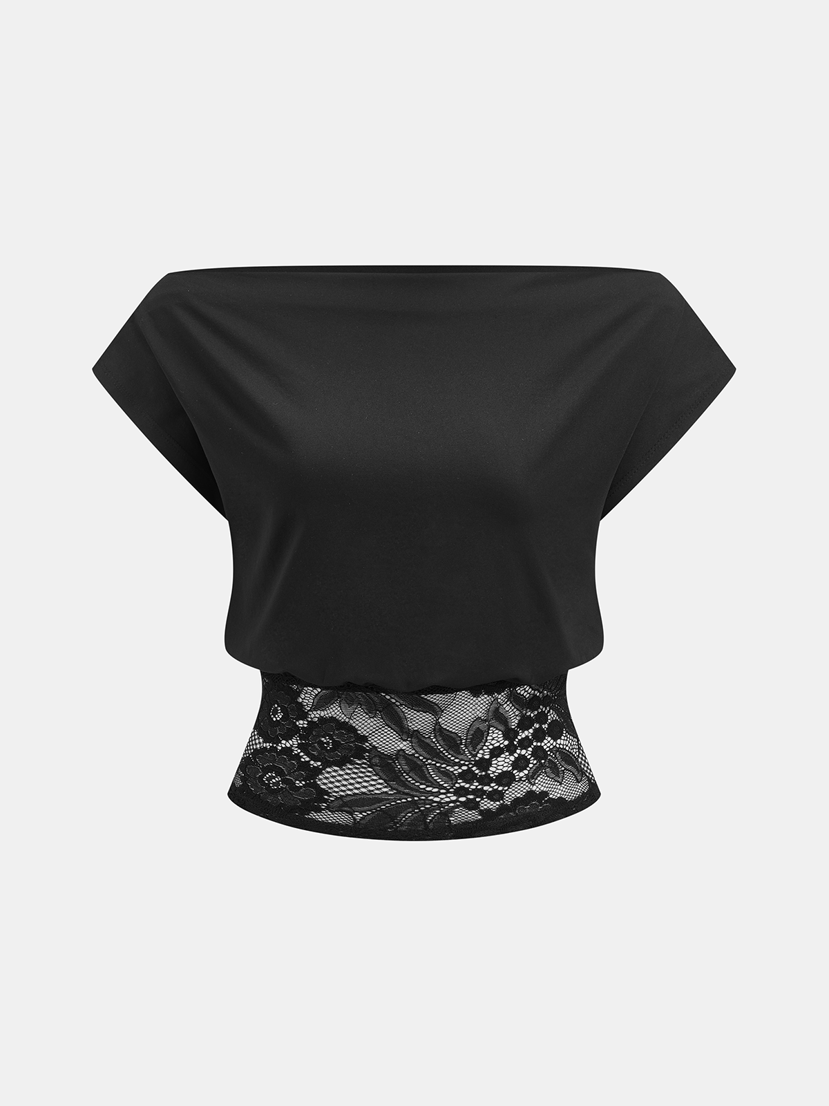 Off Shoulder Lace Cropped Blouse for Summer Casual Wear