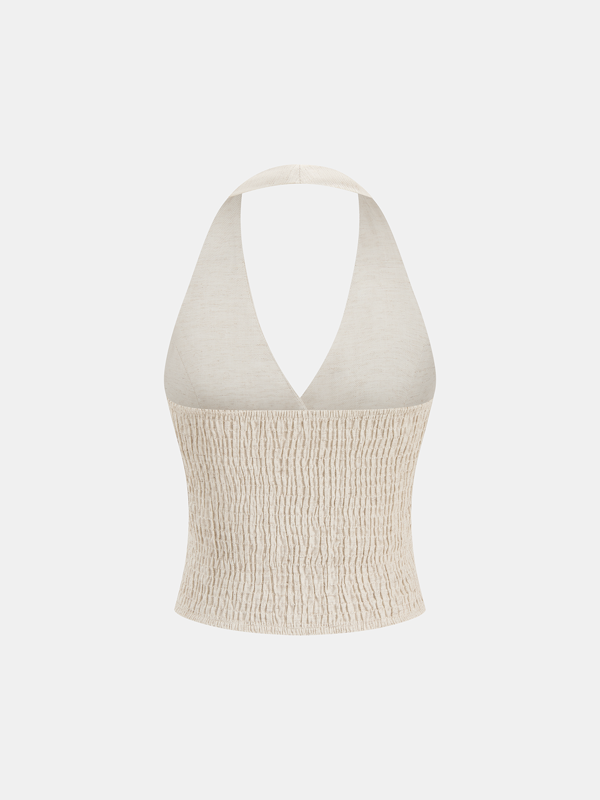 Linen Blend Halter Buttoned Top & Pants Set for Women Spring Summer Trend