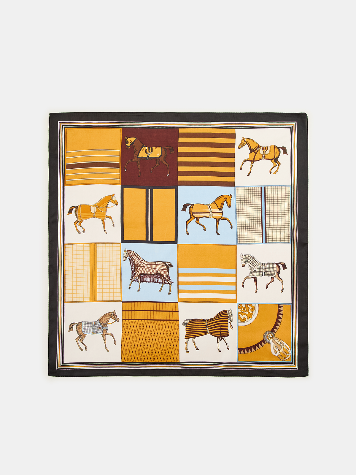 Equestrian Print Square Scarf Lightweight Fashion Accessory