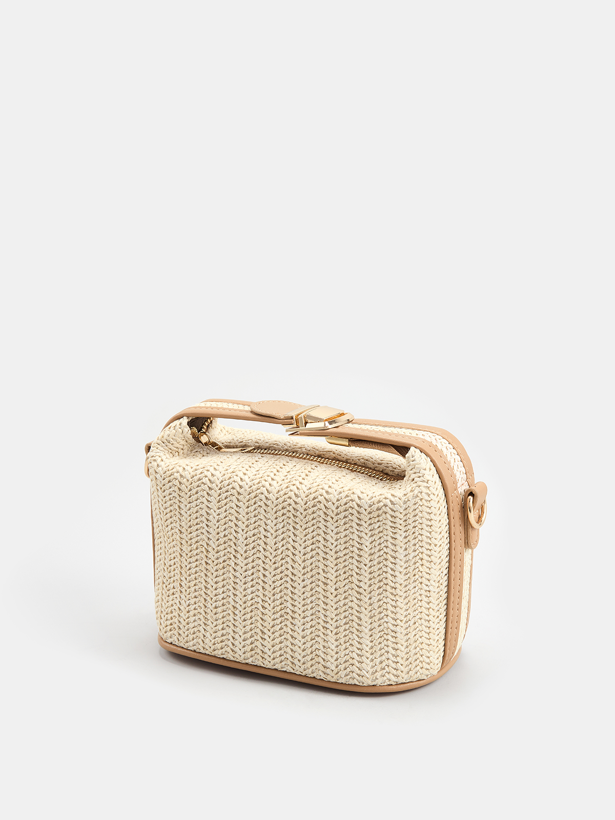 Woven Boxy Top Handle Crossbody Bag Casual Lightweight Stylish