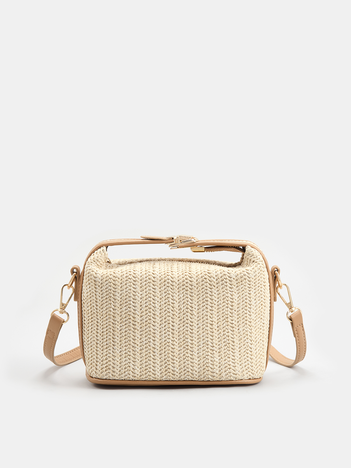 Woven Boxy Top Handle Crossbody Bag Casual Lightweight Stylish