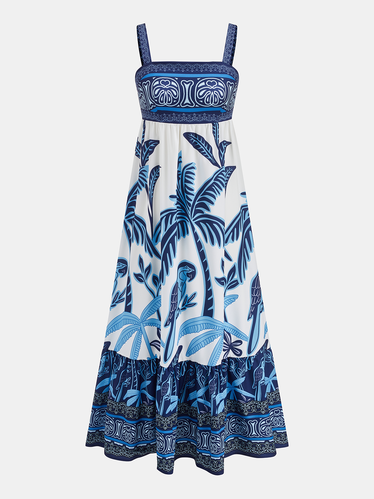 Tropical Print Tiered Maxi Dress for Women Summer 2023