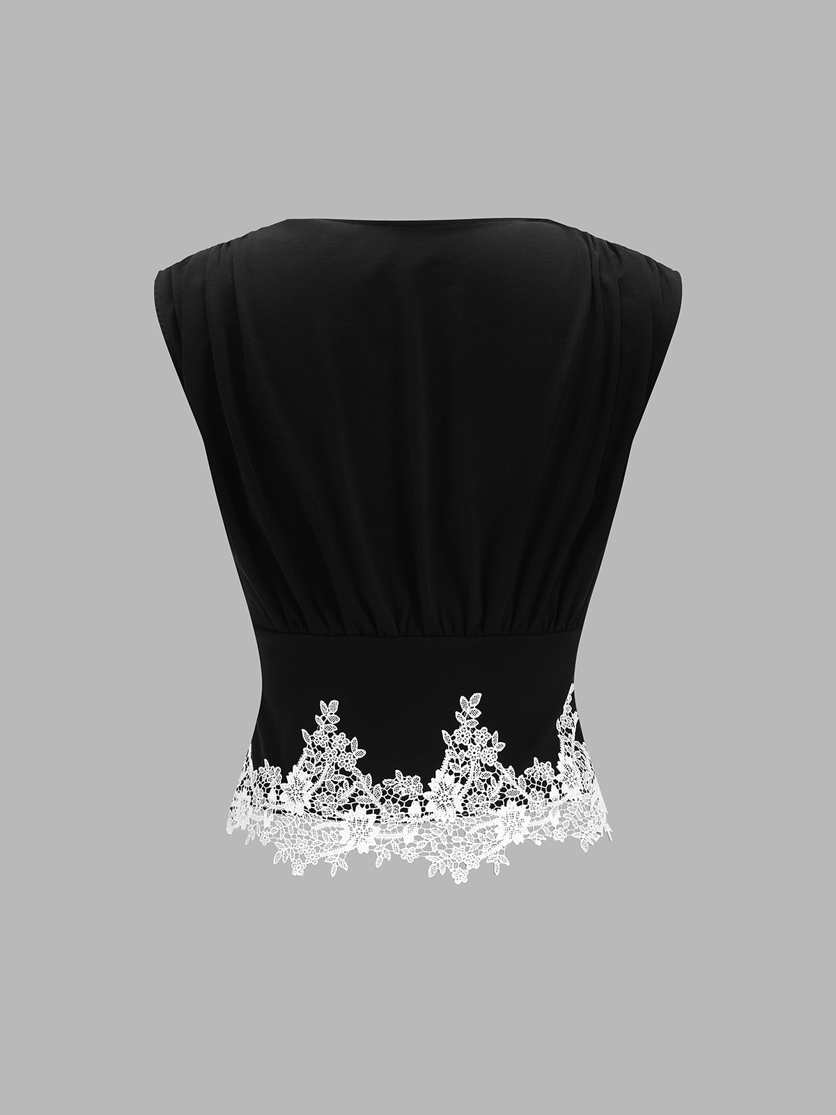 V-Neck Sleeveless Lace Trim Blouse Elegant Lightweight Summer Top