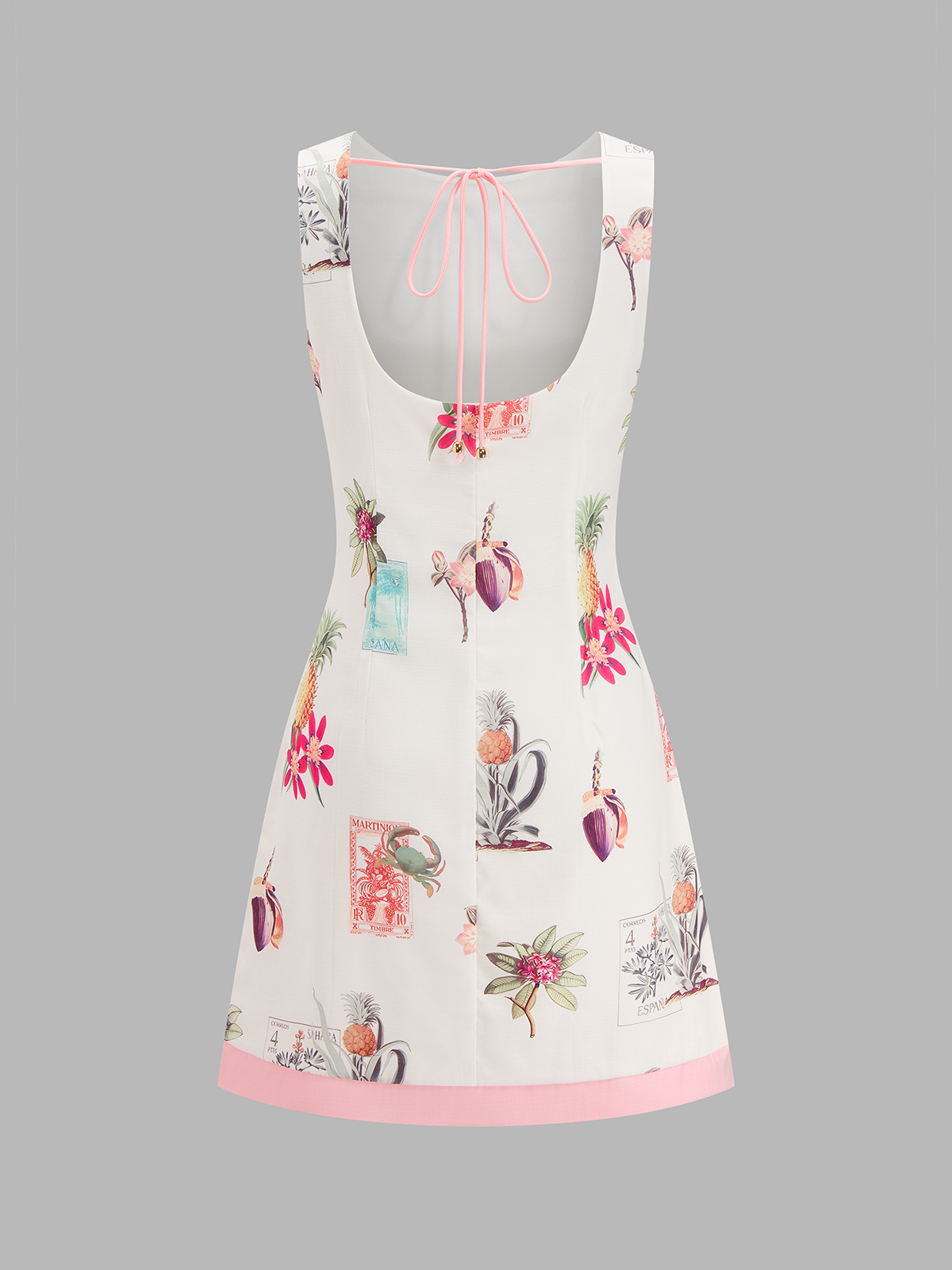 Cotton Linen Tropical Print Sleeveless Dress - Women's Summer Beachwear