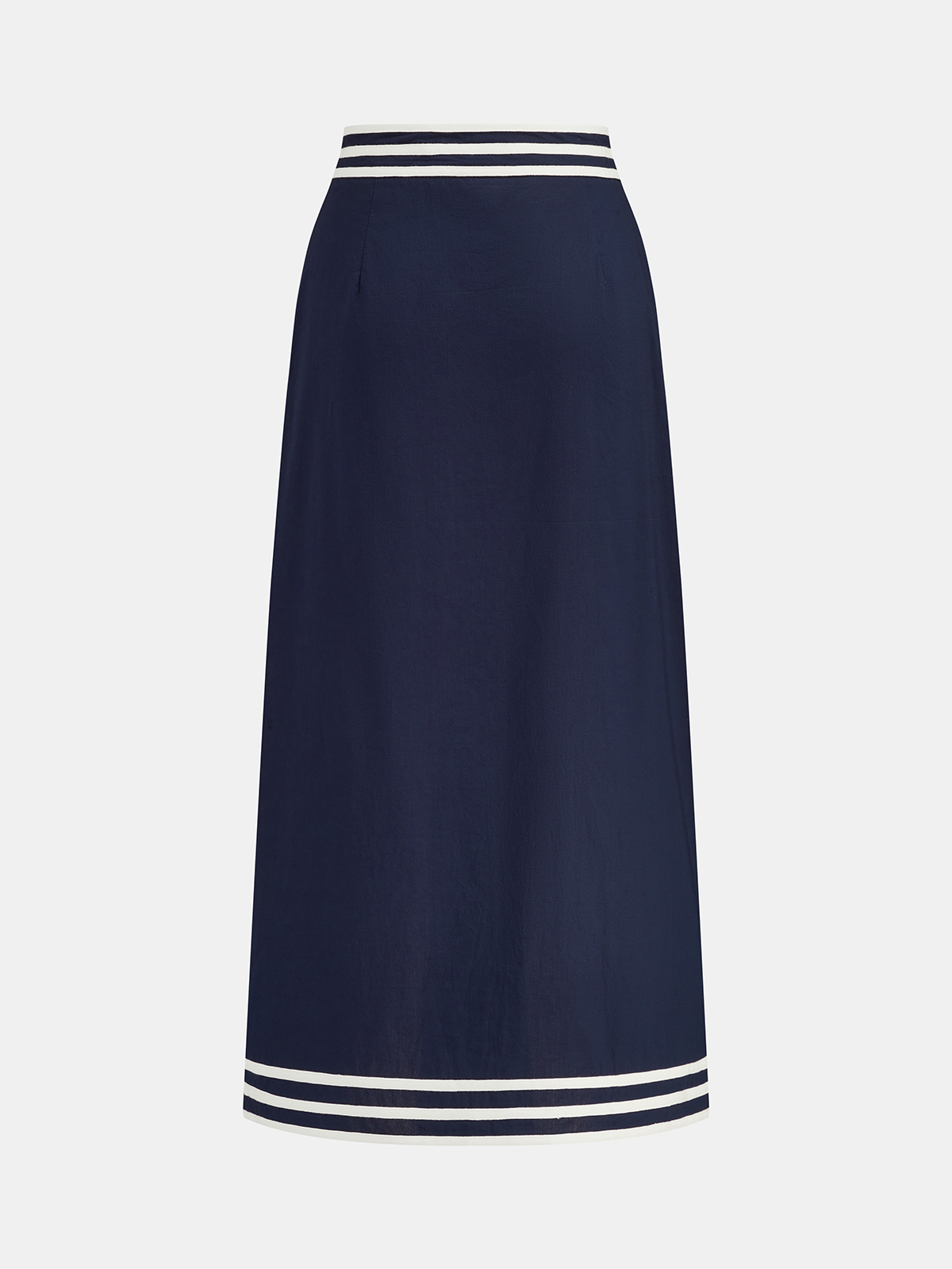 Cotton Peplum Top & Striped Midi Skirt Set for Women Summer Casual