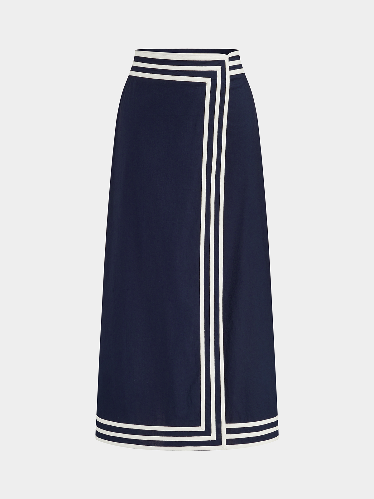 Cotton Peplum Top & Striped Midi Skirt Set for Women Summer Casual