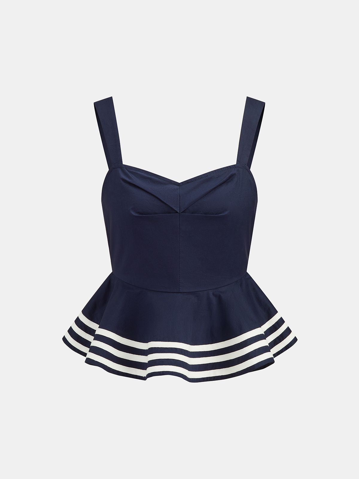 Cotton Peplum Top & Striped Midi Skirt Set for Women Summer Casual