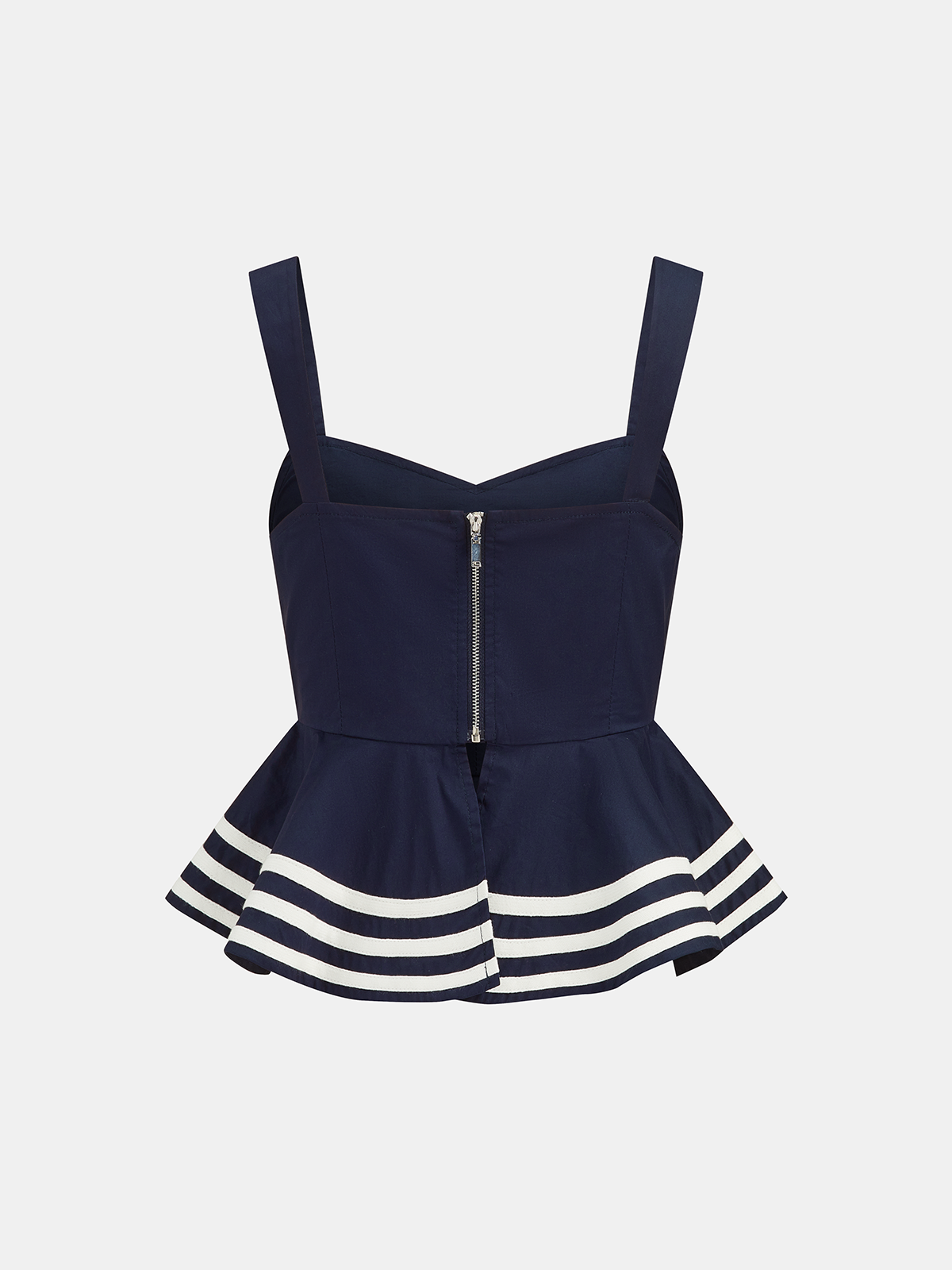 Cotton Peplum Top & Striped Midi Skirt Set for Women Summer Casual