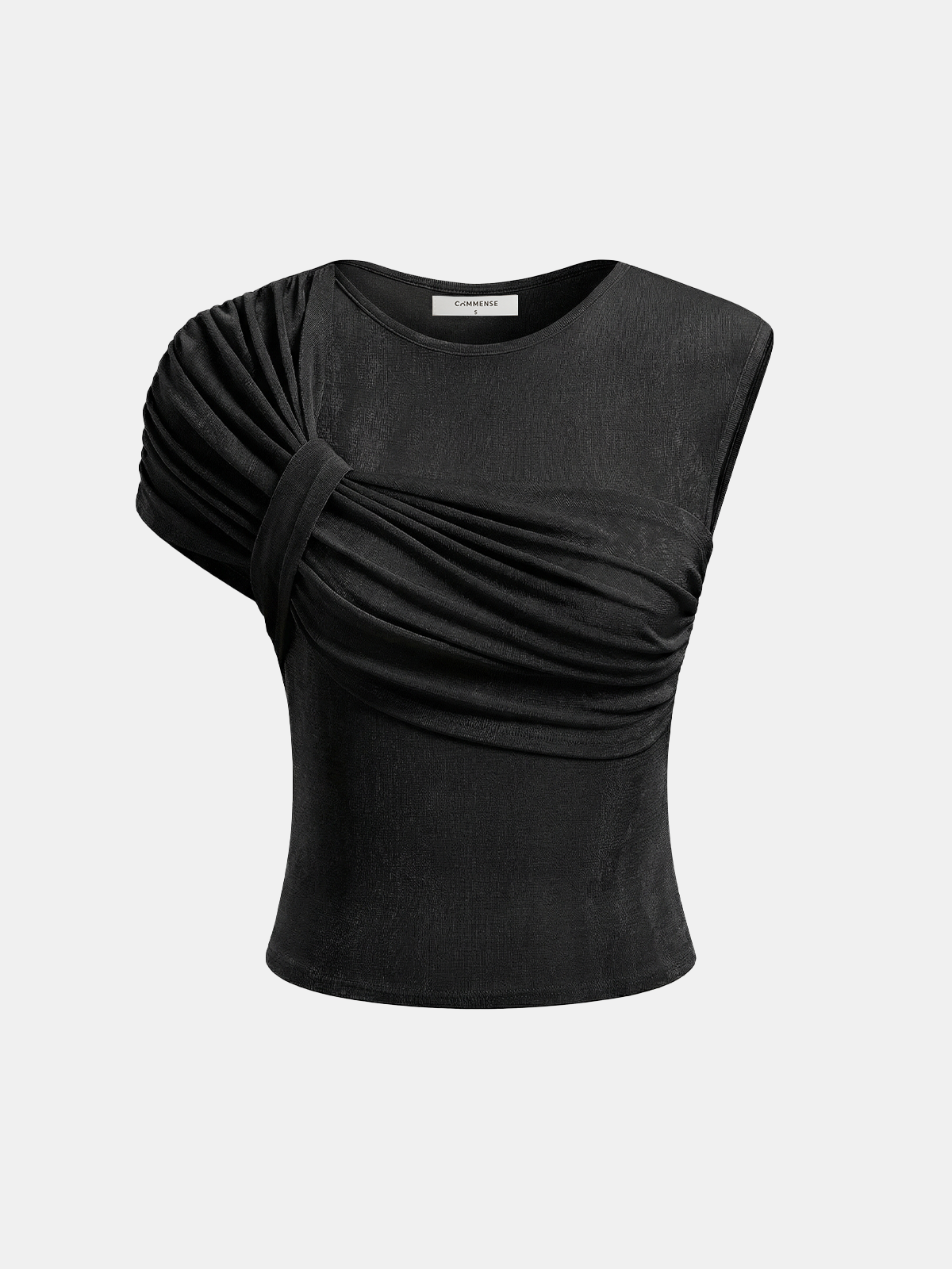 Asymmetrical Draped Ruched Top for Women Casual Wear