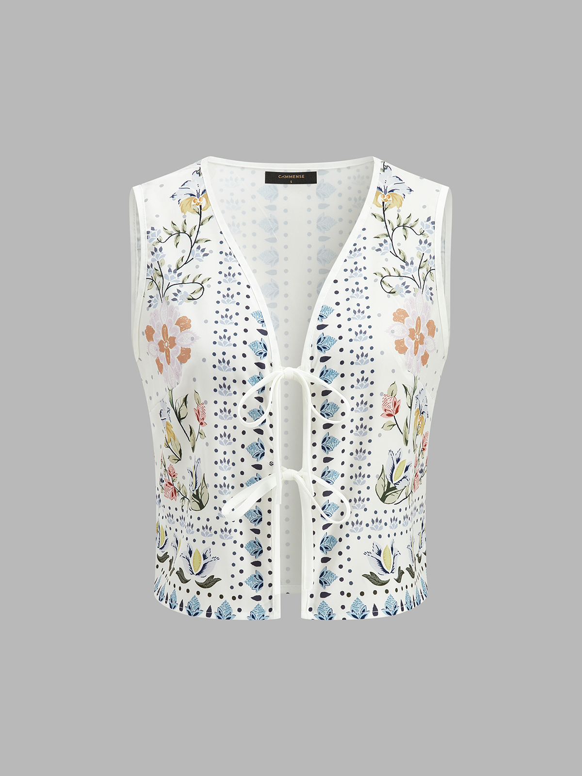 Floral Print Sleeveless Tie Front Top & Pants Set for Summer Casual Wear