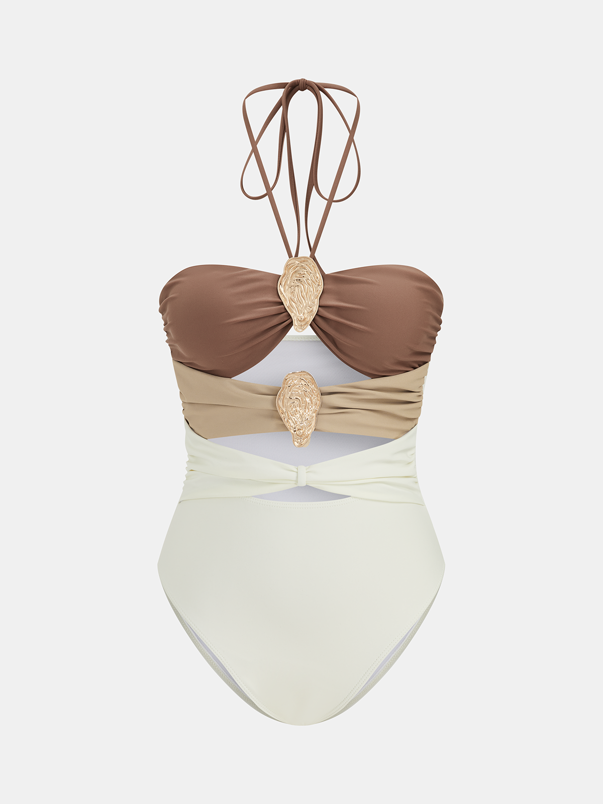 Color Block One-Piece Swimsuit & Cover-Up Skirt Set for Women Summer Beachwear