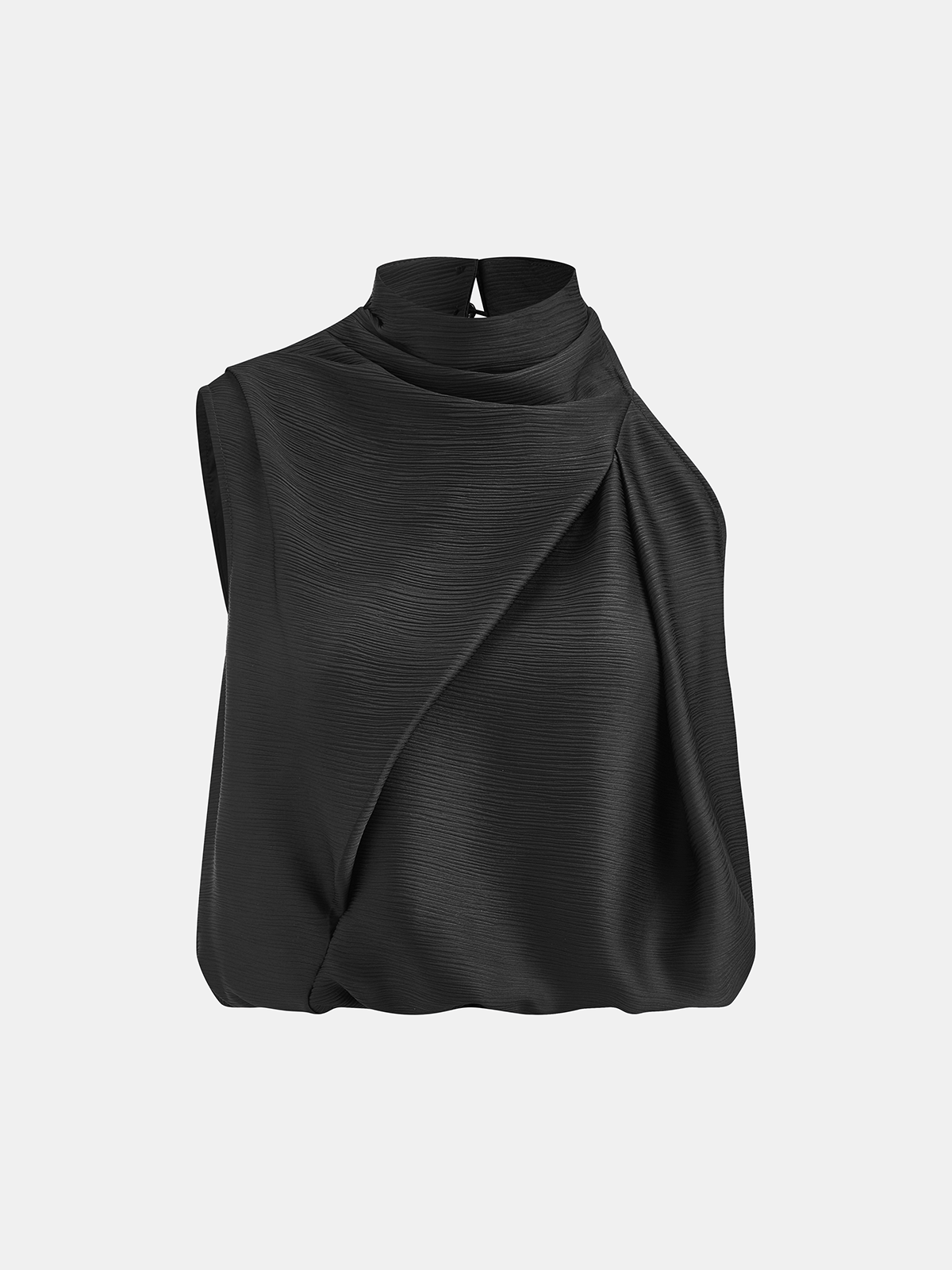 Satin Draped High Neck Sleeveless Top for Elegant Evening Wear