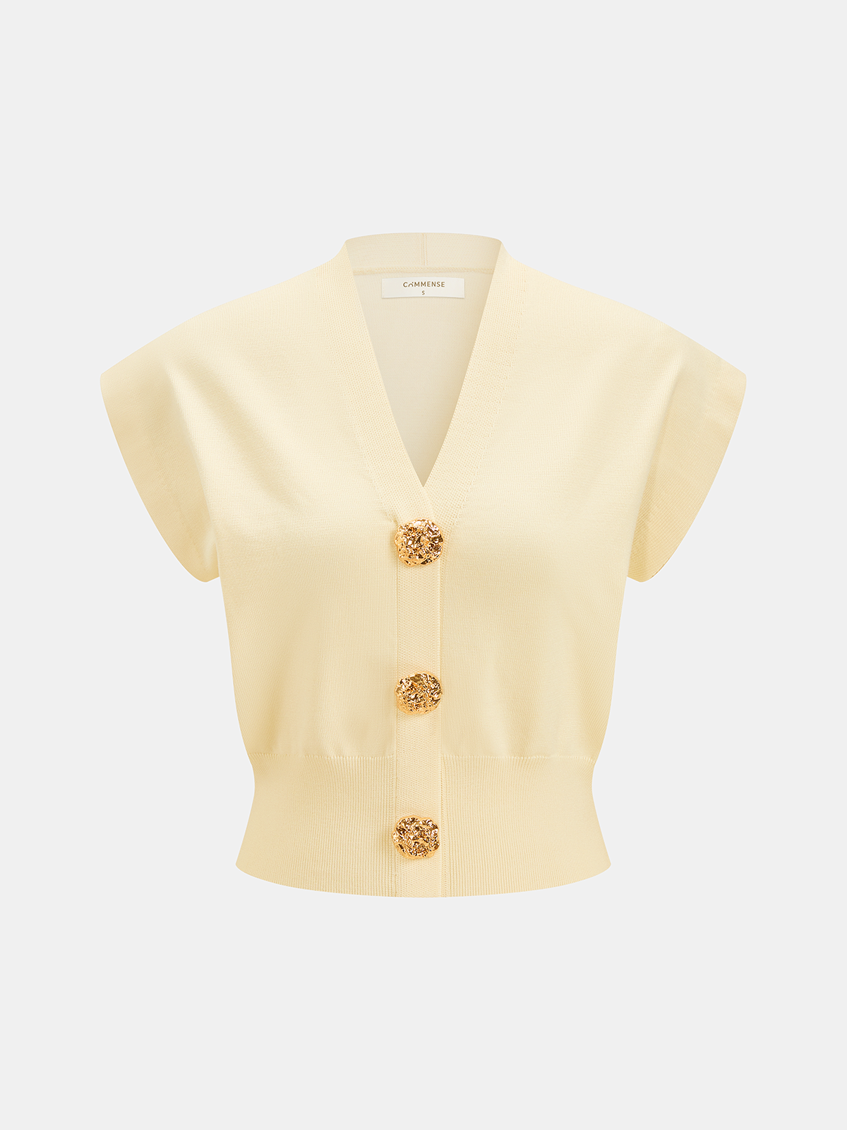 V-Neck Cap Sleeve Knit Top Casual Lightweight Summer Wear