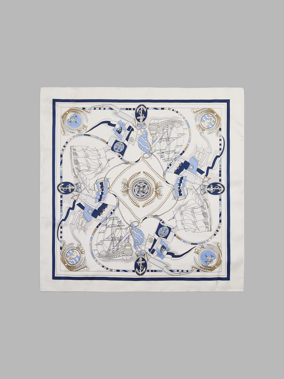 Nautical Sailboat Anchor Print Square Scarf Lightweight Summer Accessory