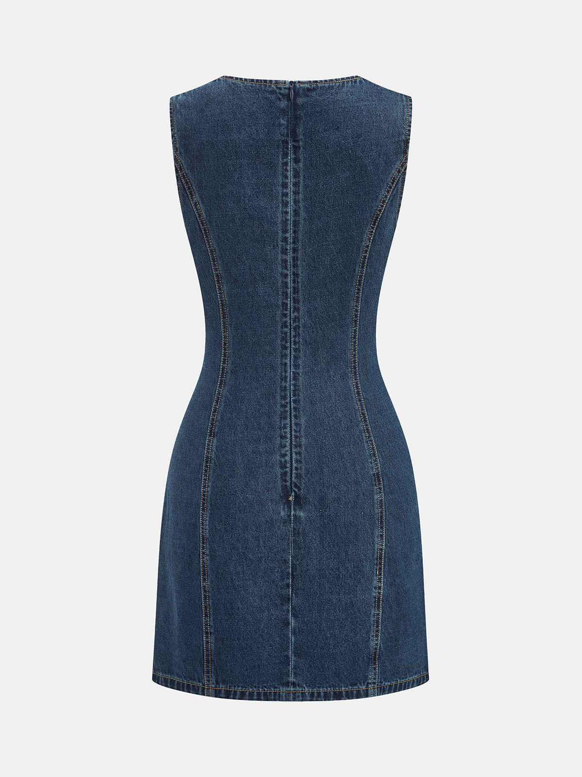 Sleeveless V-Neck Denim Mini Dress Casual Summer Fashion