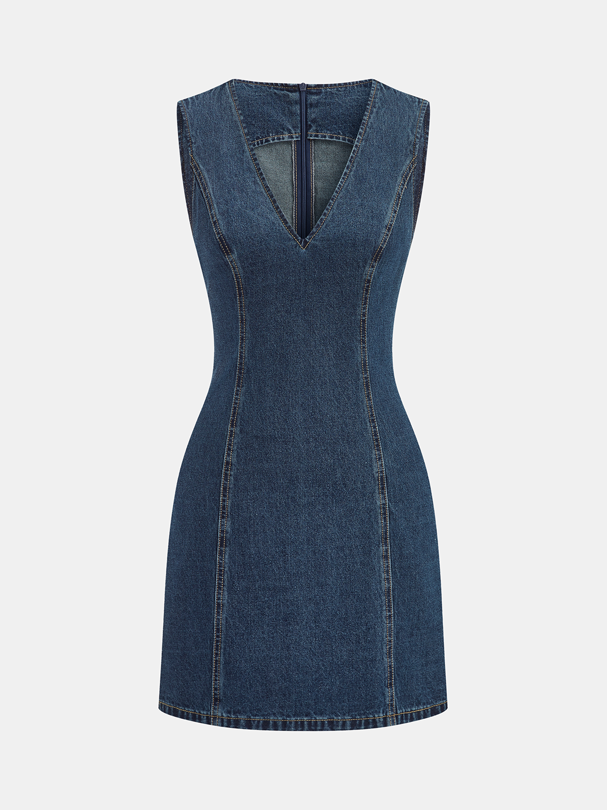 Sleeveless V-Neck Denim Mini Dress Casual Summer Fashion
