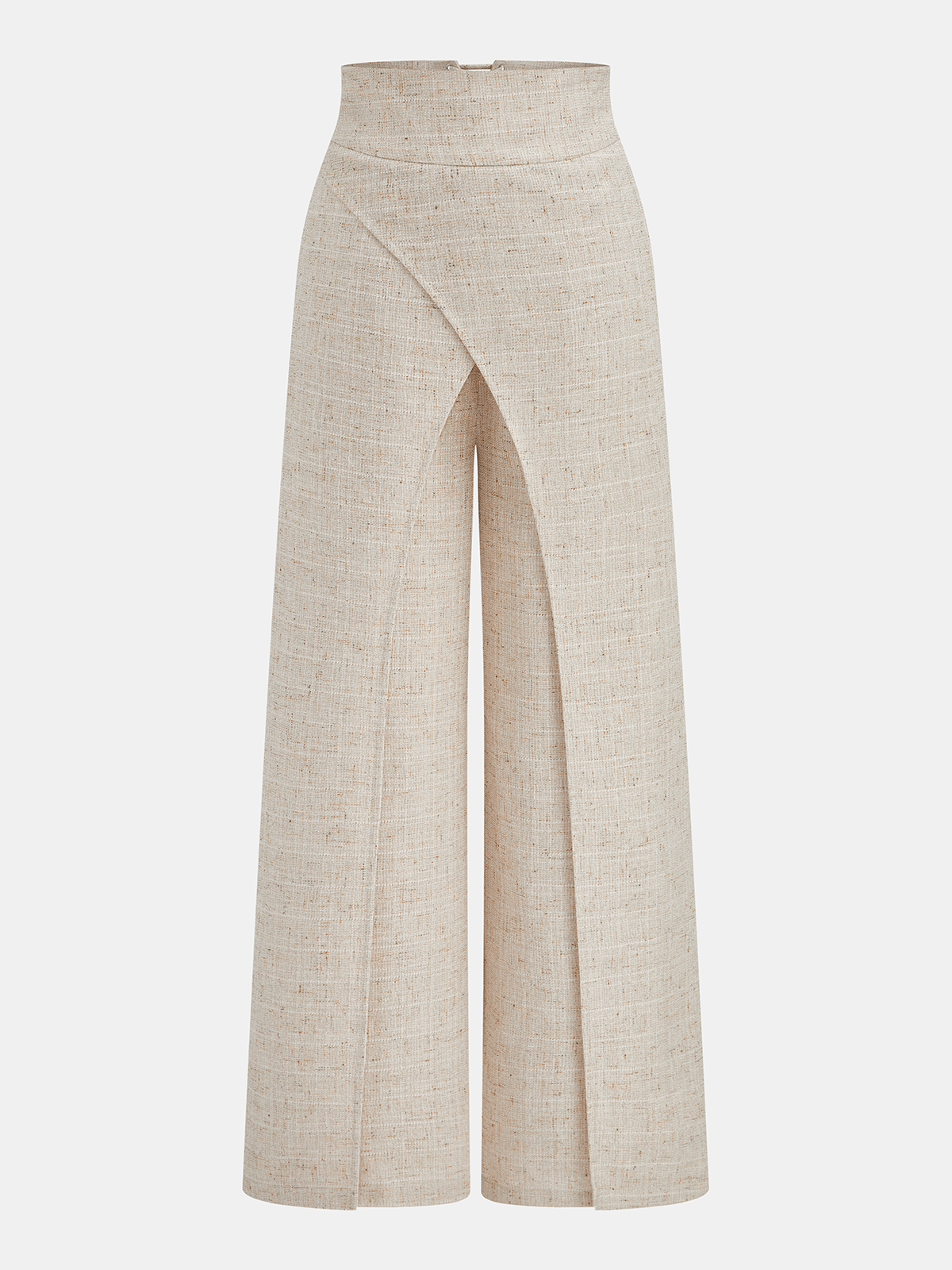 Textured Overlap Lace-Up Waist Wide Leg Fashion Pants for Women